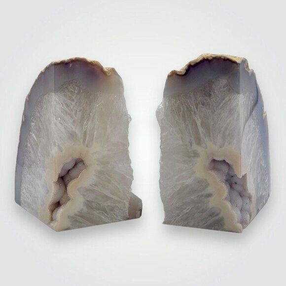 Agate Bookends Crystal Geode Center Natural Stone Book End Bookshelf Decor  (MO) - Picture 5 of 10